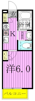 ユーフラット我孫子 102号室 間取り