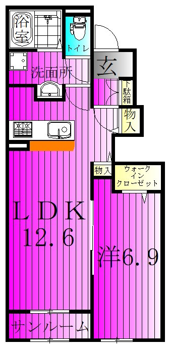 ヴィアンカーレA 103号室 間取り