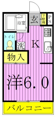 フローラルコスモ 102号室 間取り