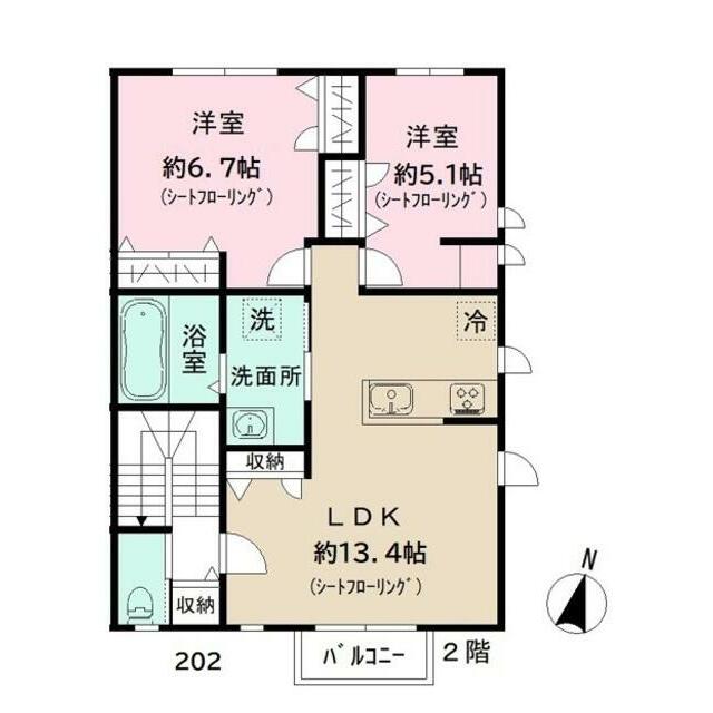 Ｍａｉｓｏｎ　ｄ&rsquo;ａｚｕｒ 202号室 間取り