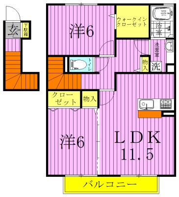 クレール 201号室 間取り