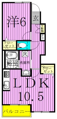 プラシード白井Ｂ 101号室 間取り