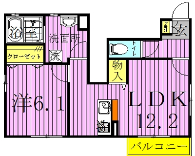 プリュネ 101号室 間取り