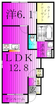 グランソレイユⅡ 101号室 間取り