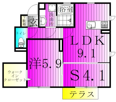 サイドガーデン南増尾　A棟 101号室 間取り