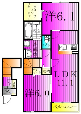 グランソレイユⅡ 203号室 間取り