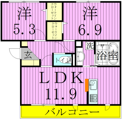 エムワイハイツ 102号室 間取り