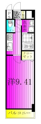 ＧＲＡＮＤ　ＲＩＳＥ　住居 405号室 間取り
