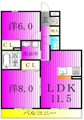 アルファタウン天王台Ｂ 202号室 間取り