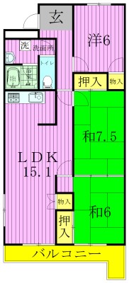エクセレンス我孫子 206号室 間取り