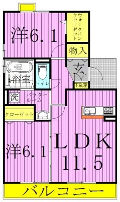 カシータⅡ 203号室 間取り