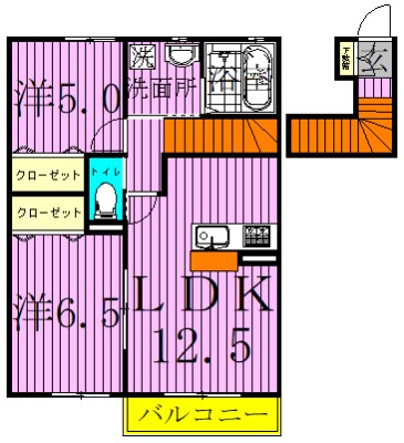 メゾン　ド　パルフェ　Ｂ棟 202号室 間取り