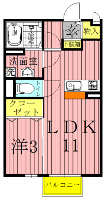 ベルウッド 102号室 間取り