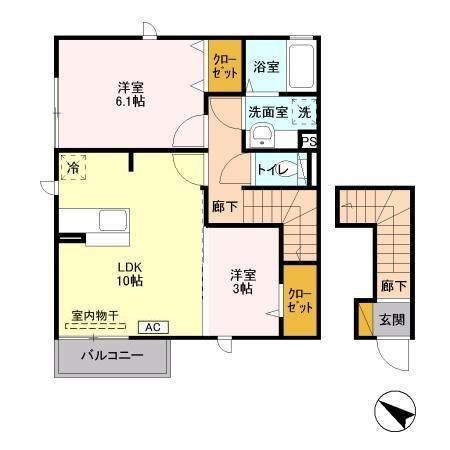クオシス 201号室 間取り