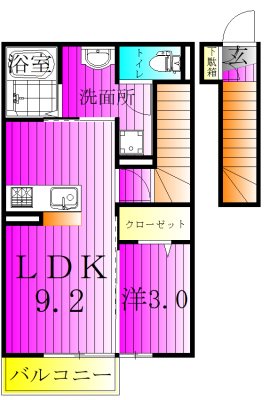 ロータス我孫子　B棟  206号室 間取り