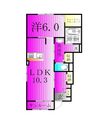 ペア　フラワー2 101号室 間取り
