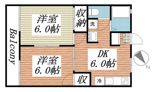スカイブル梅台 205号室 間取り