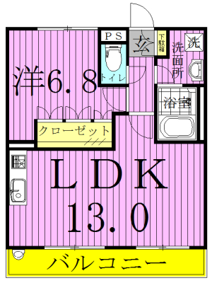 クレメント駒木Ｂ 201号室 間取り