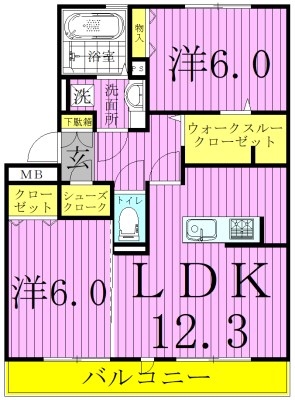 リヴェール南流山A 203号室 間取り