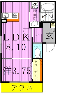 オークプレイス 101号室 間取り
