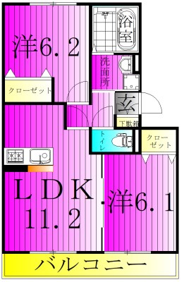 カシータⅢ 102号室 間取り