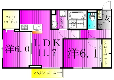 ティアラⅢ 303号室 間取り