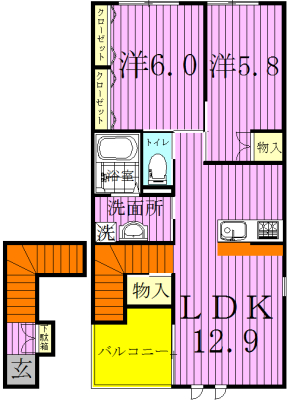 le gran cha t aighier　～ル・グラン　シャティニエー～ 202号室 間取り