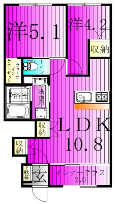 サンパークⅠ 105号室 間取り