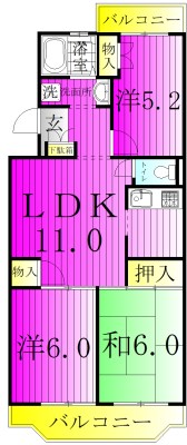 ジャスティス　2番館 402号室 間取り