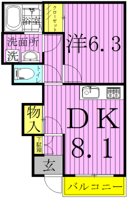 グリーンキャッスルⅤ 105号室 間取り