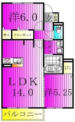 プラシデス　Ａ棟 103号室 間取り