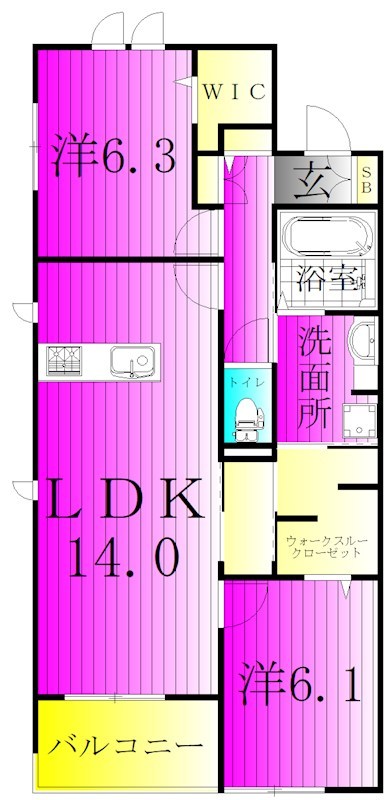 アンプルール 205号室 間取り