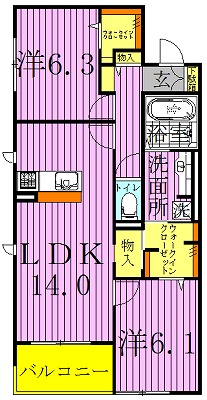 アンプルール 205号室 間取り