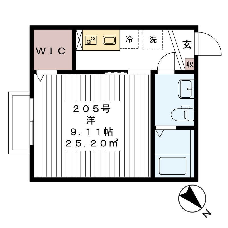 CAREL新鎌ヶ谷 205号室 間取り