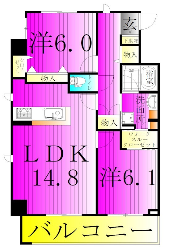 アヴェニール柏の葉 107号室 間取り