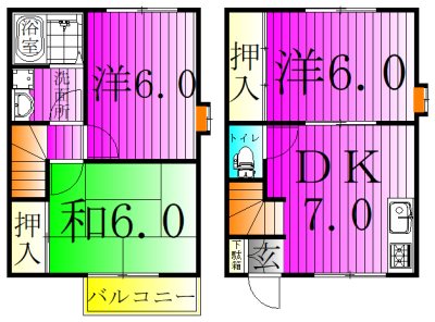 ルーミー北柏2号館  1号室 間取り