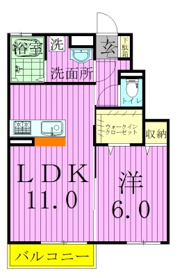 グランシャリオB 102号室 間取り