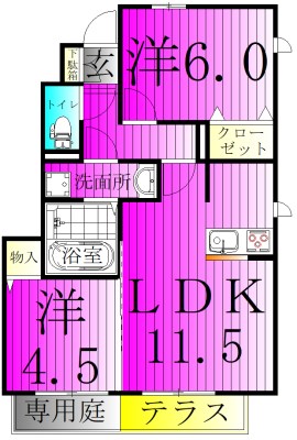 アマセネルＣ棟 101号室 間取り