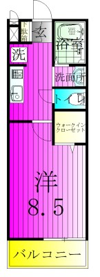 クレールコート 102号室 間取り