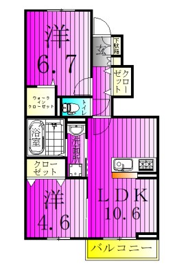 プランドールD 102号室 間取り