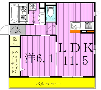 クレッセントコート 201号室 間取り