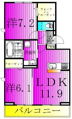 ルピナス 305号室 間取り