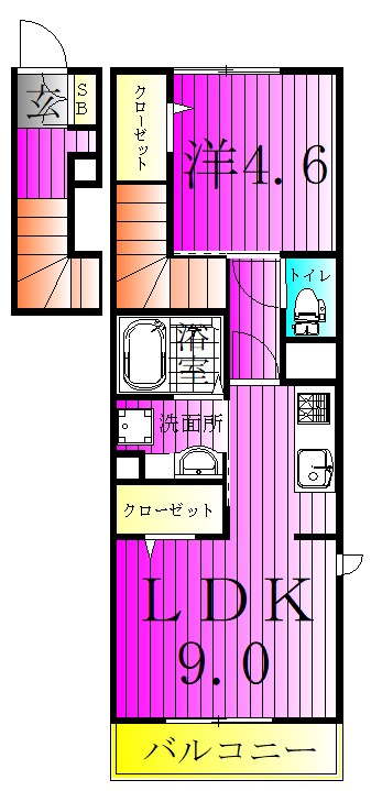 ウインドウ　ウィンド 201号室 間取り