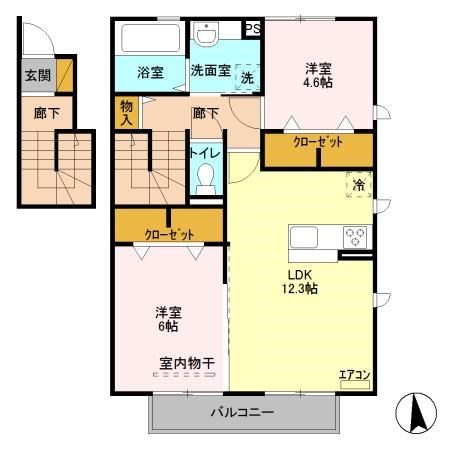 セジュールⅦ 201号室 間取り