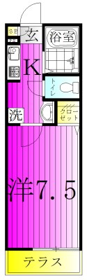 テロワール南柏 107号室 間取り