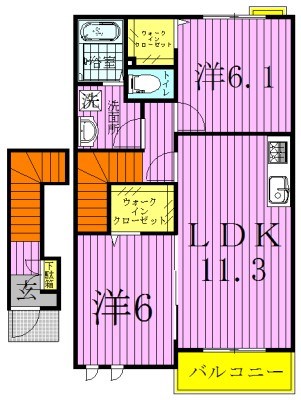 カーサ大井C 201号室 間取り