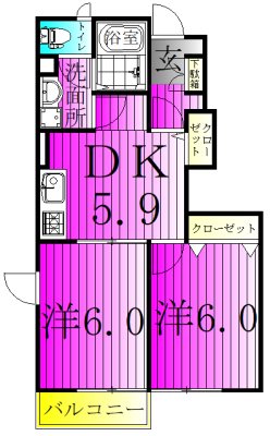 エーデルⅢ（中新宿） 103号室 間取り