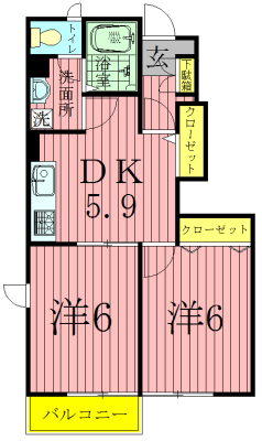 エーデルⅢ（中新宿） 103号室 間取り