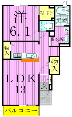 ルシェリアB 102号室 間取り
