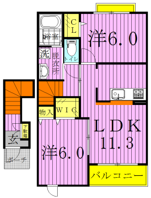 プランドールⅢ 203号室 間取り